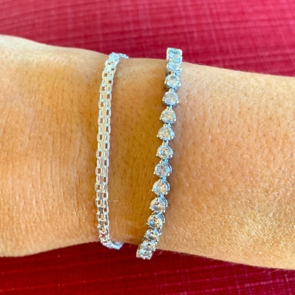 4mm Sterling Silver Fancy Heart Bracelet 7” inches